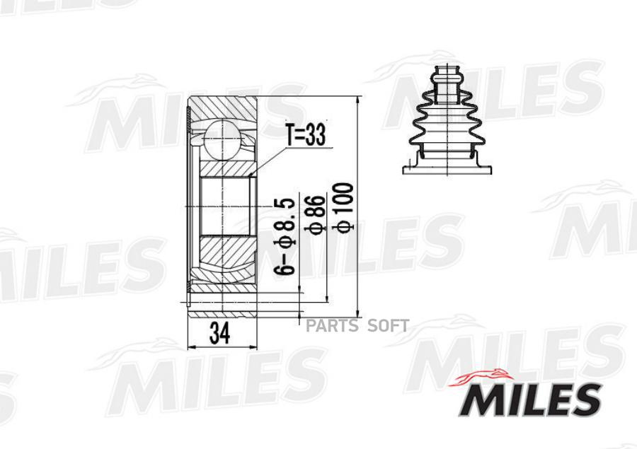 

MILES Шрус MILES GA11005 комплект