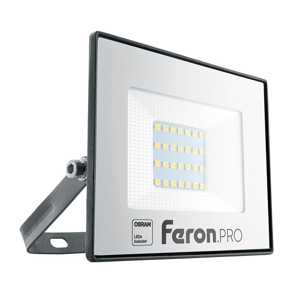 светодиодный прожектор feron 2835 smd 400w 6400k ip65 ac175 265v 50hz ll 927 4115 Прожектор светодиодный FERON LL-1000 30W 6400K IP65 AC175-265V/50Hz черный