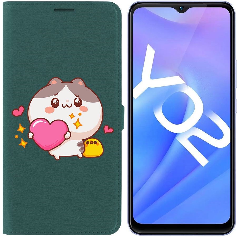 

Чехол-книжка Eco Book для Vivo Y02 Сердце для тебя, Зеленый