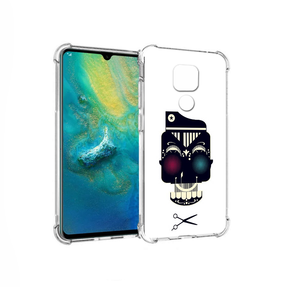

Чехол MyPads Tocco для Huawei Mate 20x черно белый скелет с яркими глазами, Прозрачный, Tocco