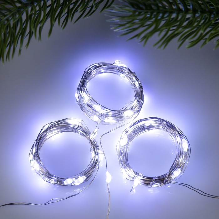 

Набор гирлянд Luazon Lighting Нить 2 м роса свечение белое 3 шт, роса