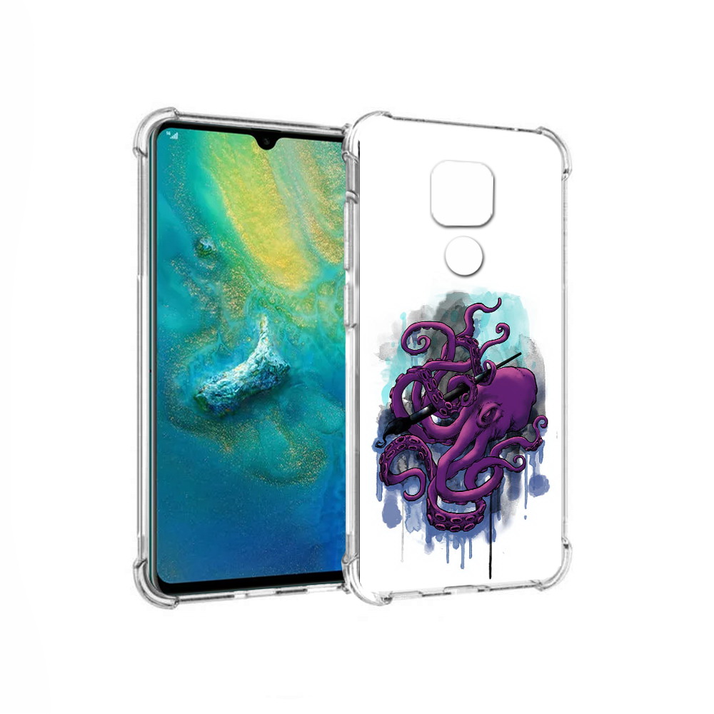 

Чехол MyPads Tocco для Huawei Mate 20x фиолетовый осьминог (PT124578.30.658), Прозрачный, Tocco