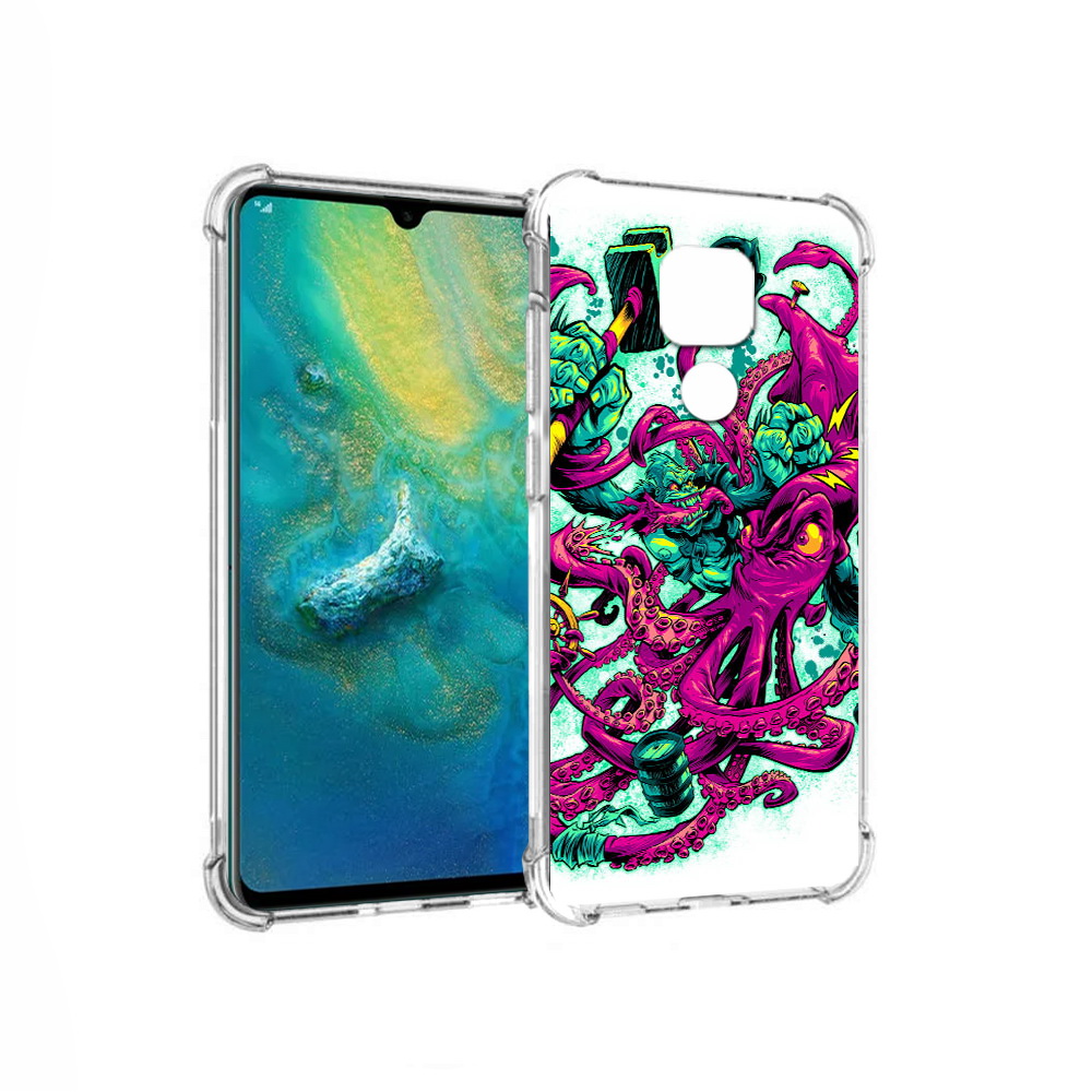 

Чехол MyPads Tocco для Huawei Mate 20x фиолетовый кракен (PT124578.30.657), Прозрачный, Tocco