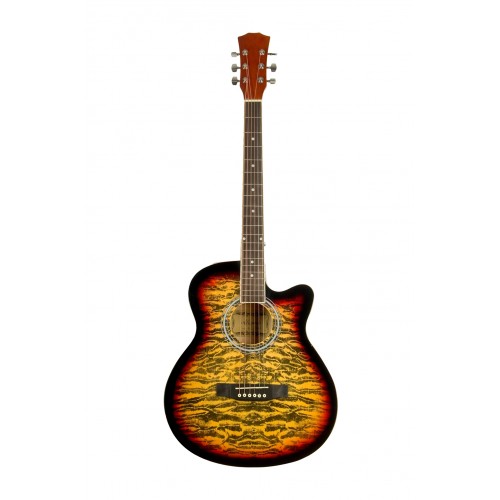 фото Акустическая гитара с анкером,глянцевая.липа 4/4 (40дюйм) elitaro e4030 tiger