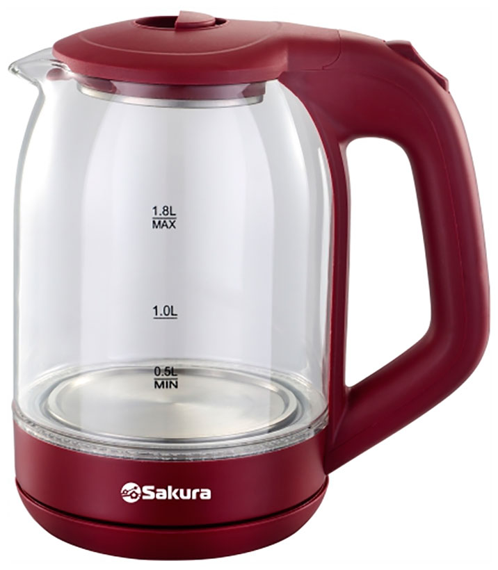 Чайник электрический SAKURA SA-2736R 1.8 л прозрачный чайник электрический sakura sa 2168br 1 8 л красный