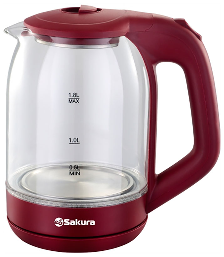 

Чайник электрический SAKURA SA-2736R 1.8 л прозрачный, SA-2736R