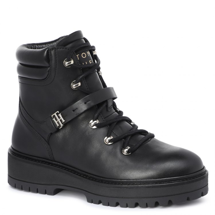 фото Женские ботинки tommy hilfiger polished leather flat boot fw0fw06042 цв. черный 37 eu