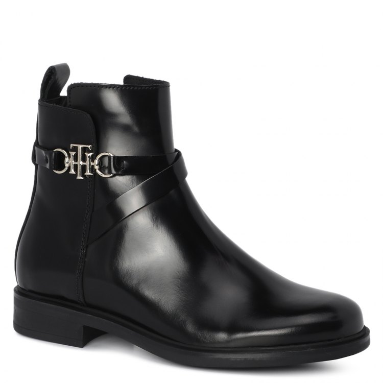 фото Женские ботинки tommy hilfiger th monogram hardware flat boot fw0fw06010 цв. черный 39 eu