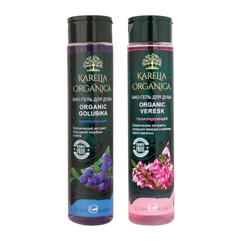 Набор Био-гелей KARELIA ORGANICA Organic Golubika Освежающий+Veresk Тонизирующий по 350 мл