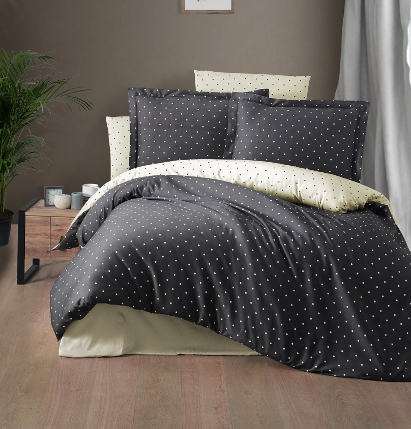 фото Комплект постельного белья first choice point anthracite, хлопковый сатин, евро