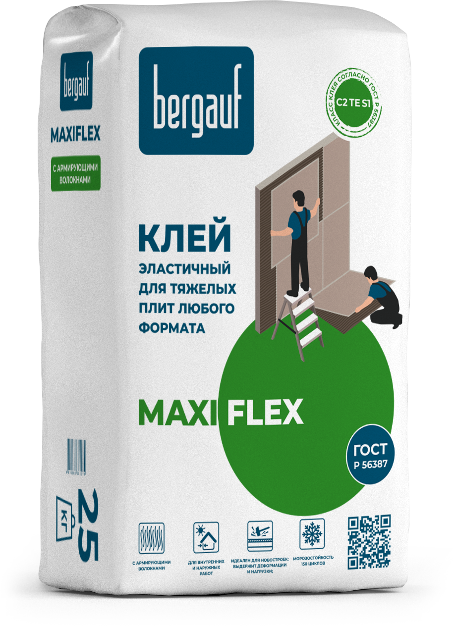 

Клей эластичный 25 кг для тяжелых плит любого формата Maxiflex Bergauf *1/56 (75057)