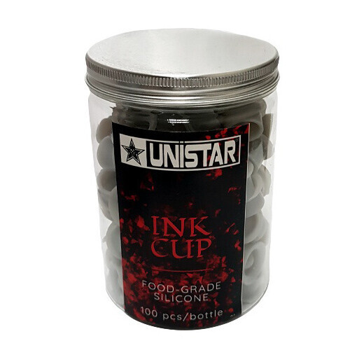 фото Колпачки для тату краски пигмента для татуажа перманентного макияжа unistar 13мм 100шт