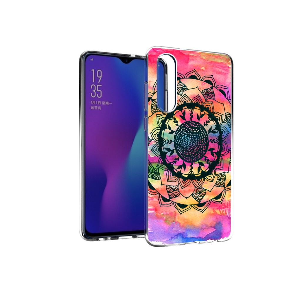 

Чехол MyPads Tocco для Huawei P30 яркая абстракция круглый цветок, Прозрачный, Tocco