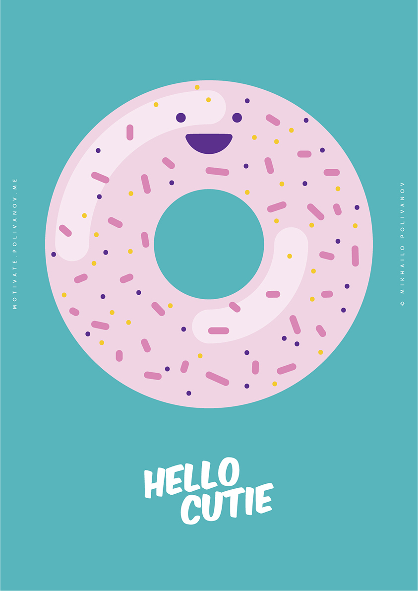 

Большой постер на стену Hello Cutie Donut 60х90 см без рамы, MMHELLOCUTDONUT