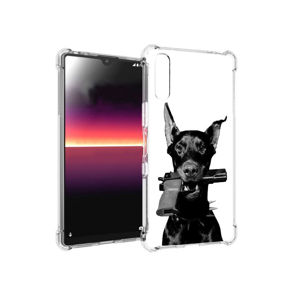 

Чехол MyPads Tocco для Sony Xperia L4 доберман с пистолетом (PT227010.235.331), Прозрачный, Tocco