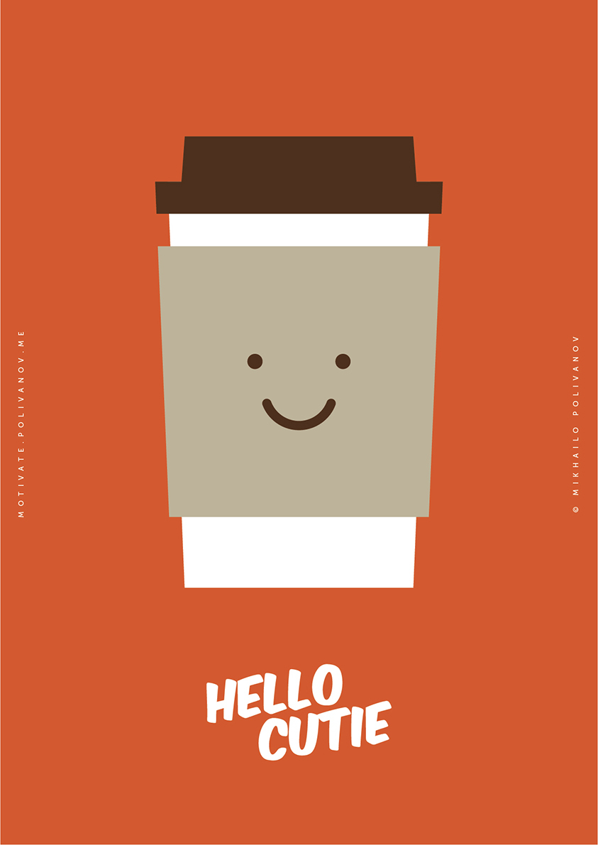 

Большой постер на стену Hello Cutie Coffee Cup 50х70 см без рамы, MMHELLOCUTCOFFEECUP
