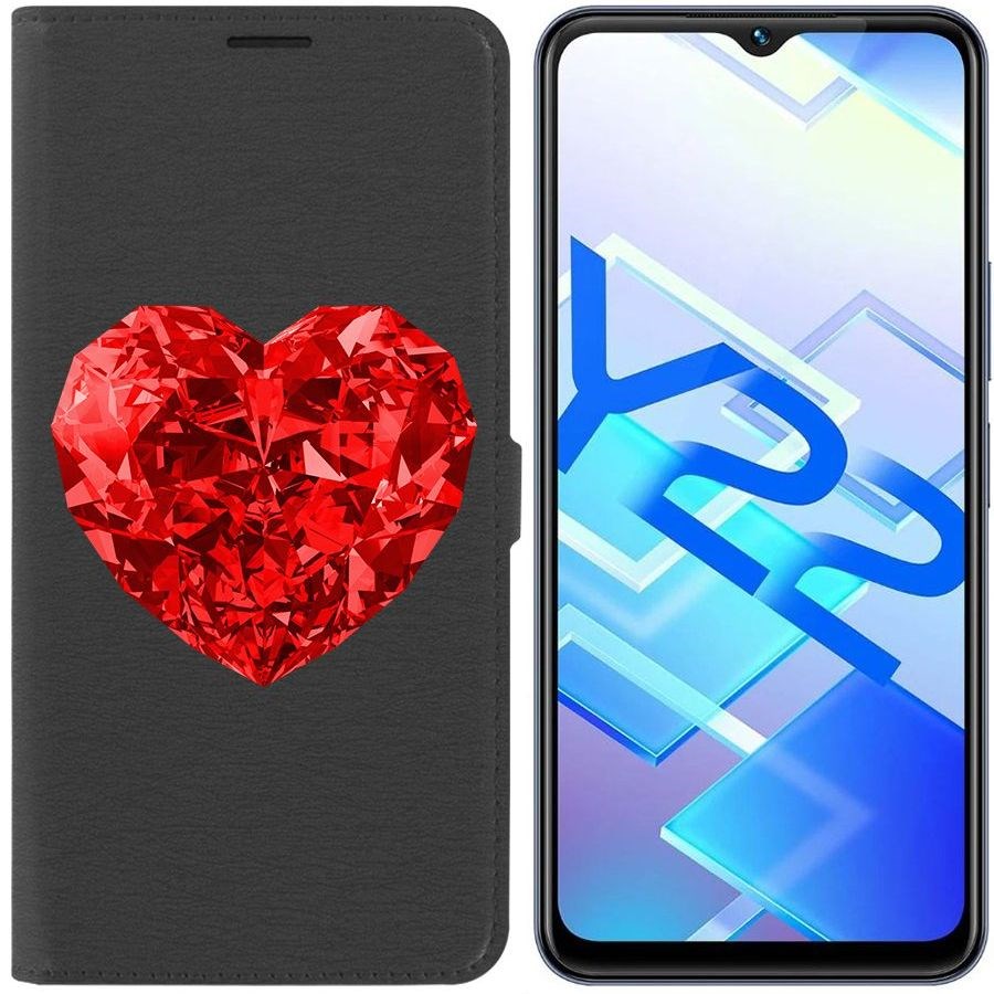 

Чехол-книжка Eco Book для Vivo Y22 Рубиновое сердце, Черный