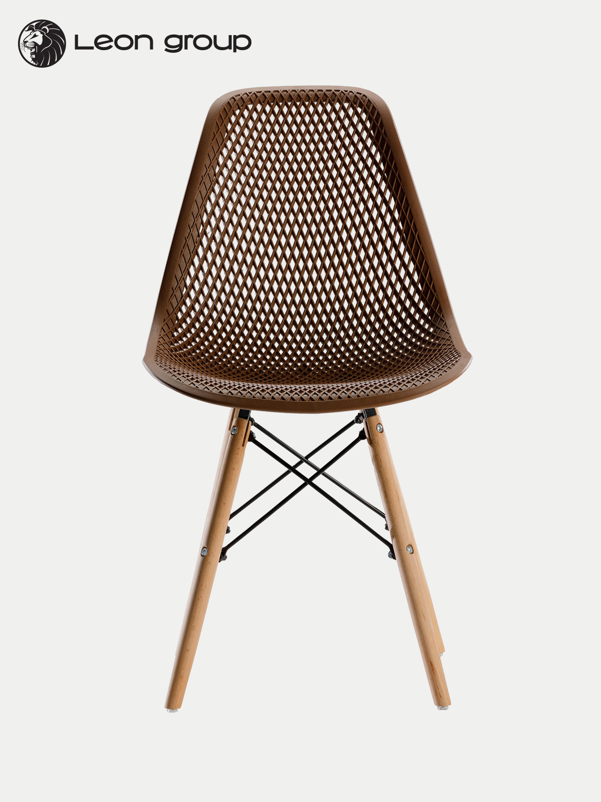 фото Стул ажурный leon для кухни в стиле eames dsw, коричневый, 1 шт leon group