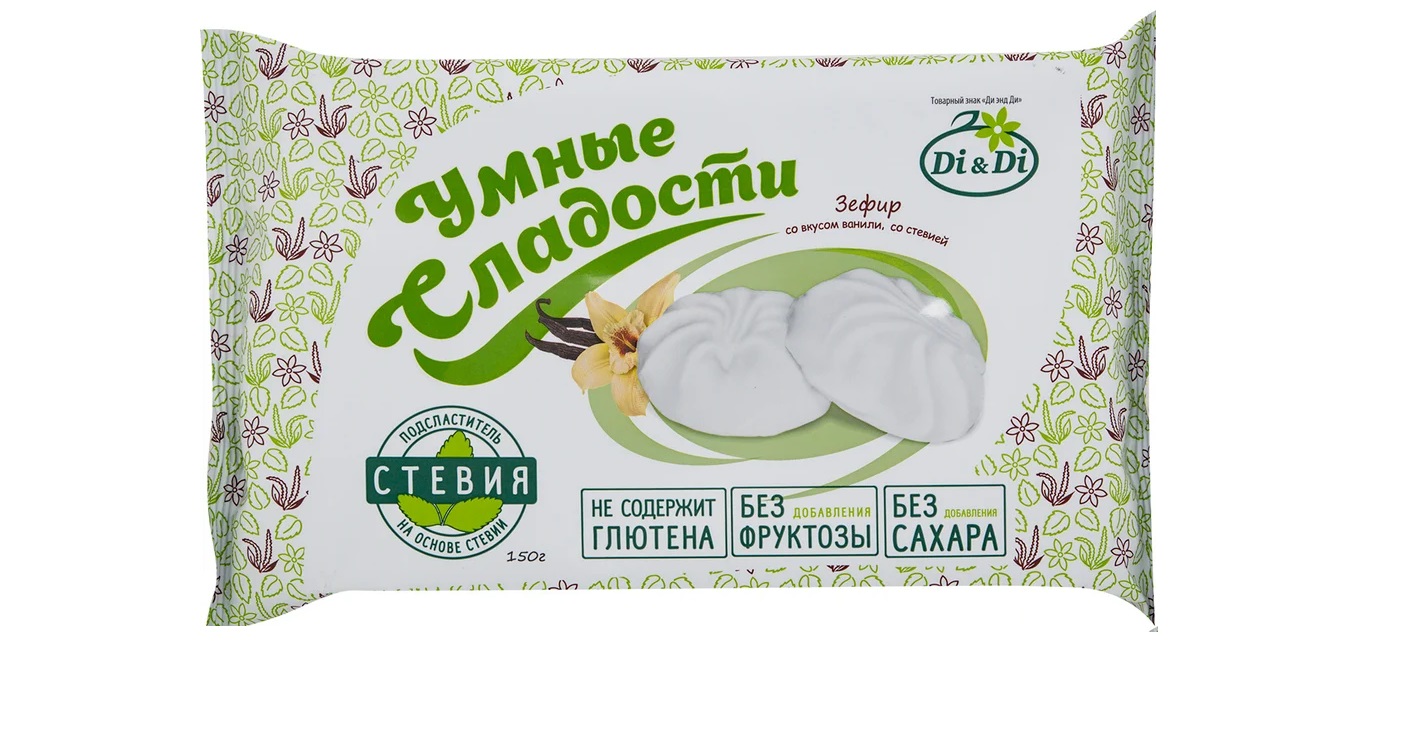 Зефир Умные Сладости вкус ванили, со стевией, 60 г, 2 шт