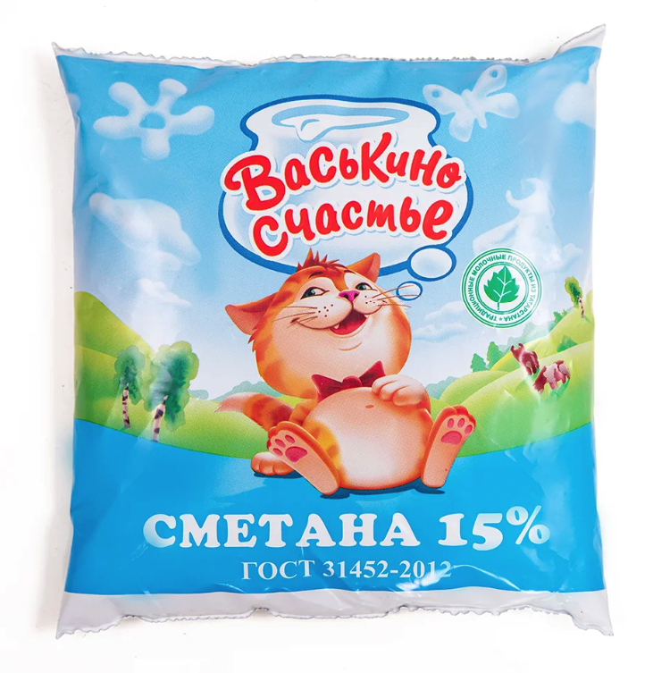 

Сметана Васькино счастье 15%, 250 г