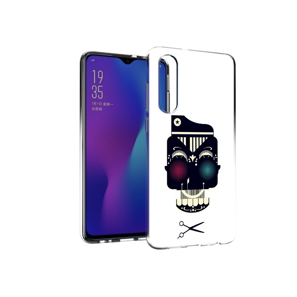 

Чехол MyPads Tocco для Huawei P30 черно белый скелет с яркими глазами, Прозрачный, Tocco