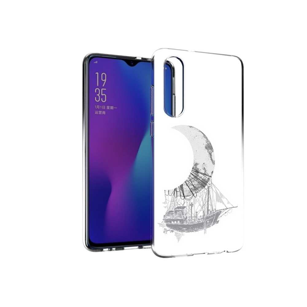 

Чехол MyPads Tocco для Huawei P30 черно белый корабль полумесяц, Прозрачный, Tocco