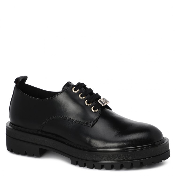 фото Женские полуботинки дерби tommy hilfiger polished leather lace up shoe цв. черный 37 eu