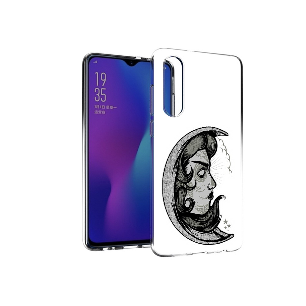

Чехол MyPads Tocco для Huawei P30 черно белая луна с лицом, Прозрачный, Tocco