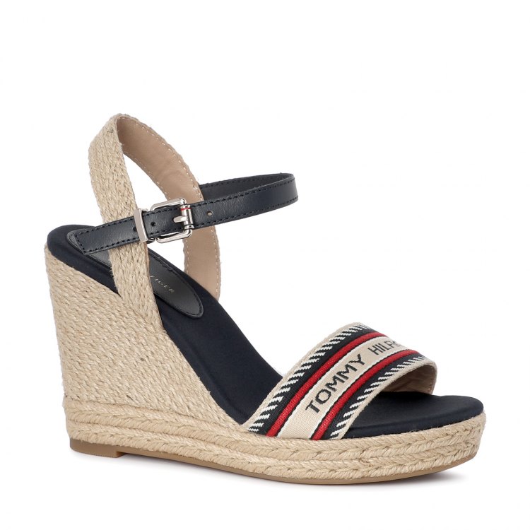 фото Женские босоножки tommy hilfiger th artisanal high wedge sandal цв. темно-синий 40 eu