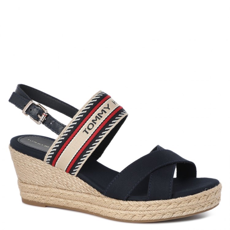 фото Женские босоножки tommy hilfiger th artisanal mid wedge sandal цв. темно-синий 40 eu