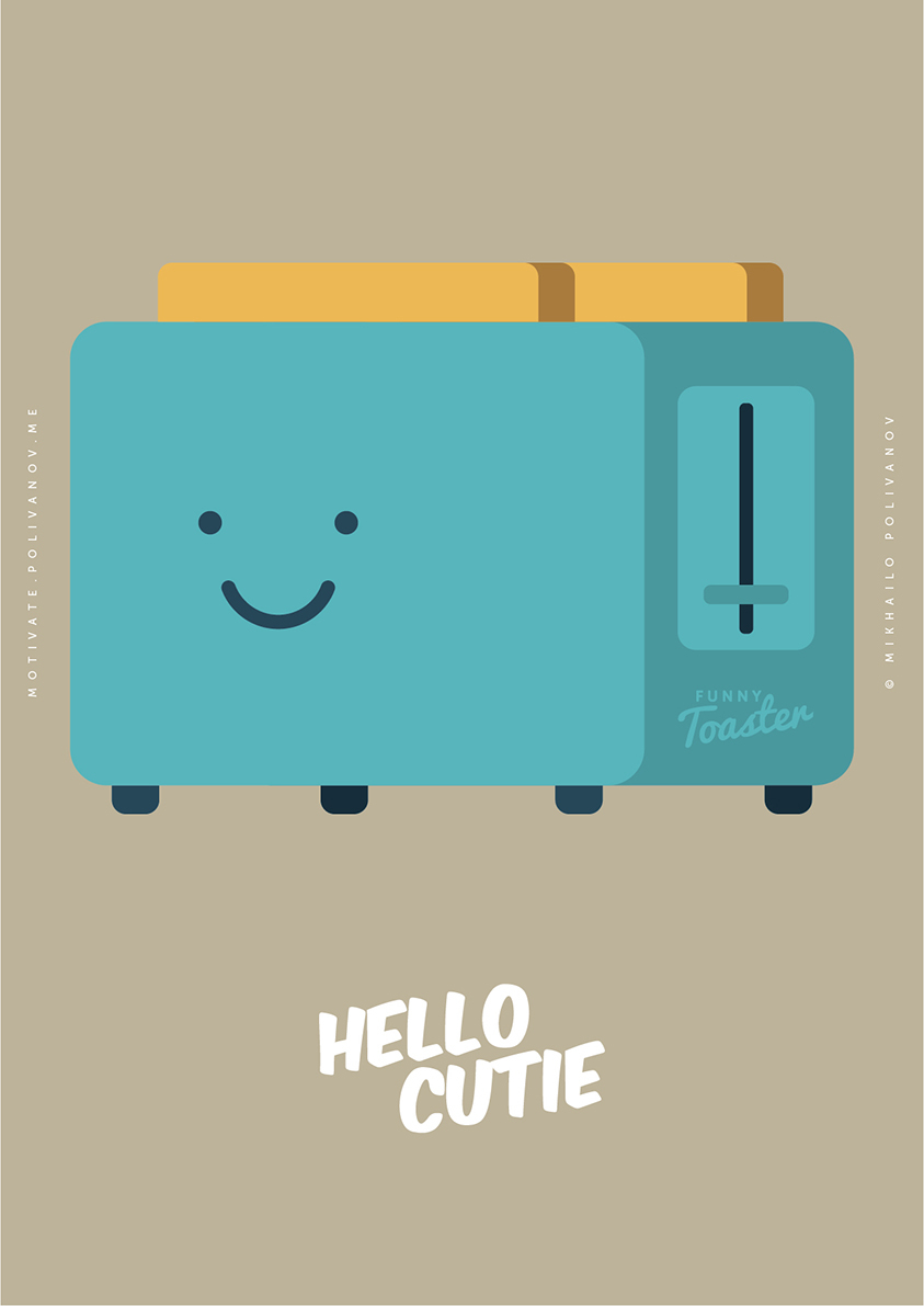 

Большой постер на стену Hello Cutie Toaster 40х50 см без рамы, MMHELLOCUTTOASTER