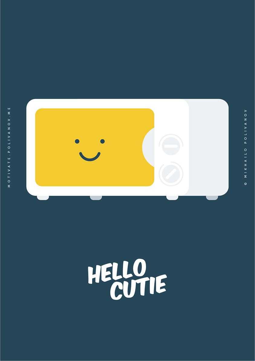 

Большой постер на стену Hello Cutie Microwave 60х90 см без рамы, MMHELLOCUTMICROWAVE