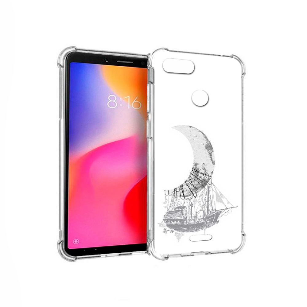 Чехол MyPads Tocco для Xiaomi Redmi 6 черно белый корабль полумесяц (PT113762.304.684)