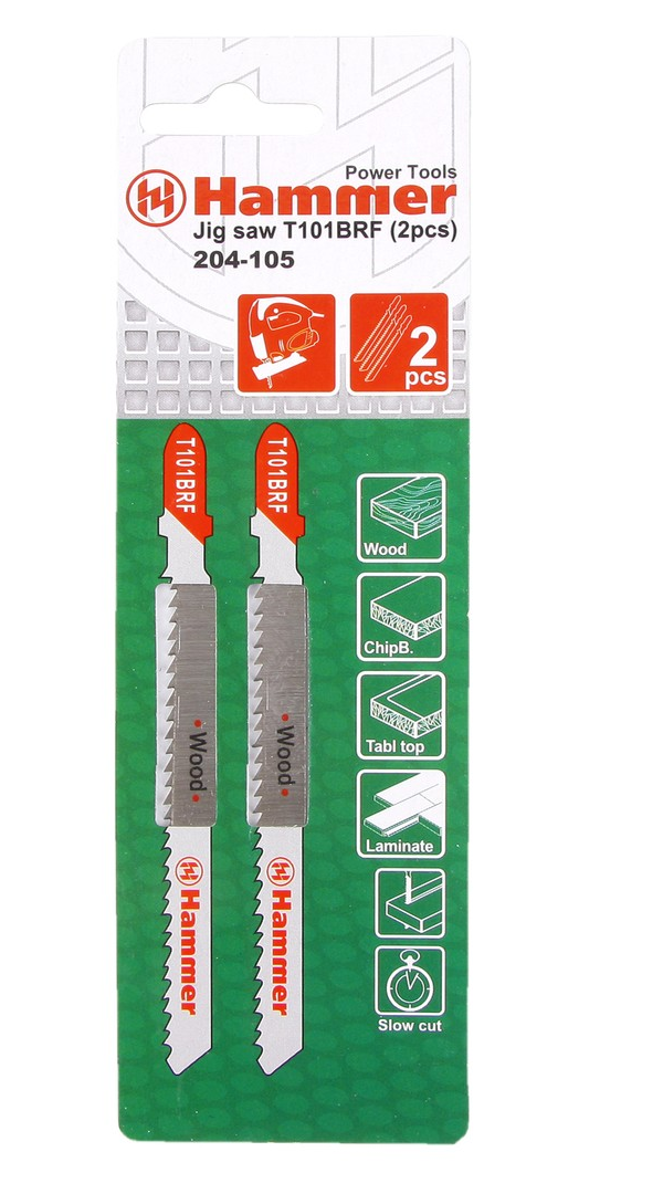 

Полотно для лобзика Пилка для лобзика Hammer Flex 204-105 JG WD T101BRF (2pcs) дерево\плас