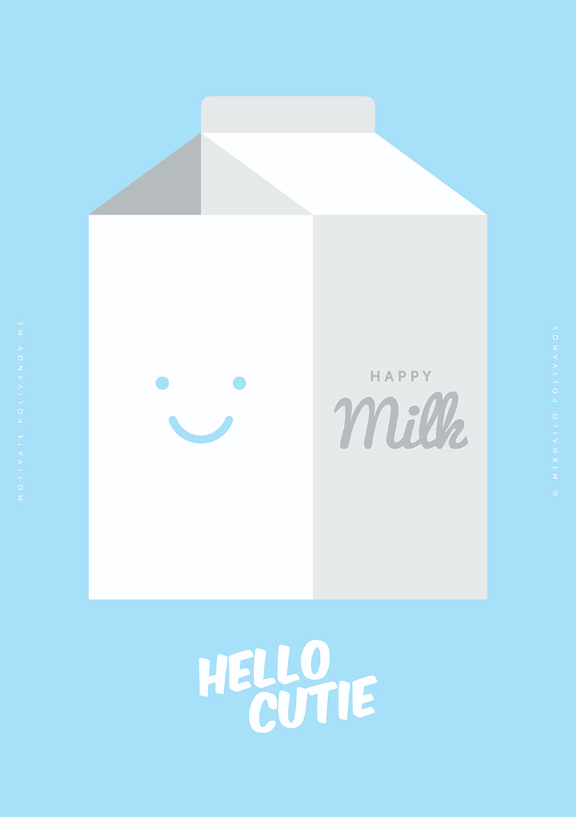 

Большой постер на стену Hello Cutie Milk 60х90 см без рамы, MMHELLOMILK