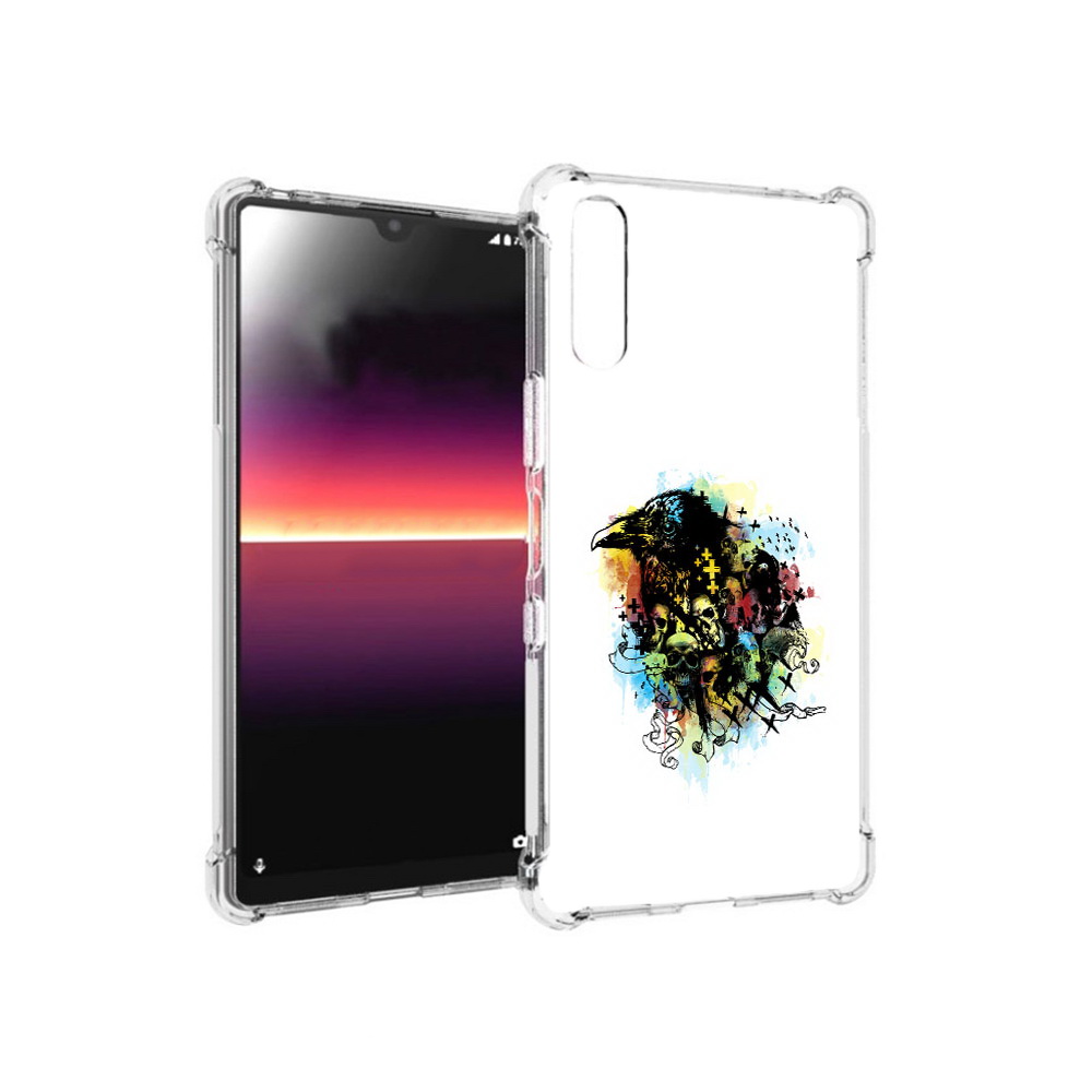 

Чехол MyPads Tocco для Sony Xperia L4 ворон и черепа (PT227010.235.273), Прозрачный, Tocco