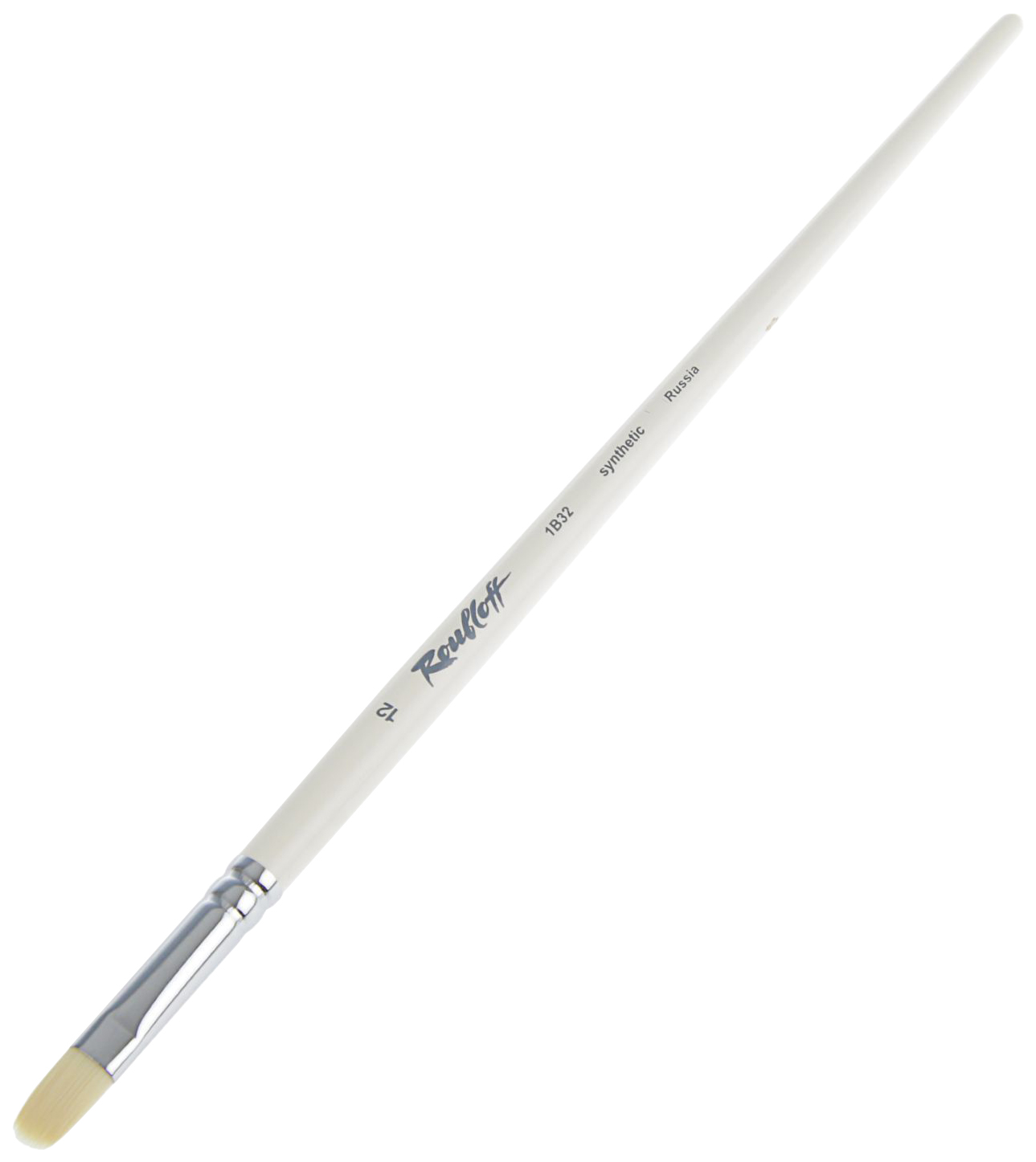 фото Кисть "серия 1в32", синтетика, овальная, №12, длинная белая ручка roubloff