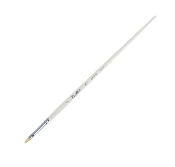 фото Кисть "серия 1в32", синтетика, овальная, №7, длинная белая ручка roubloff