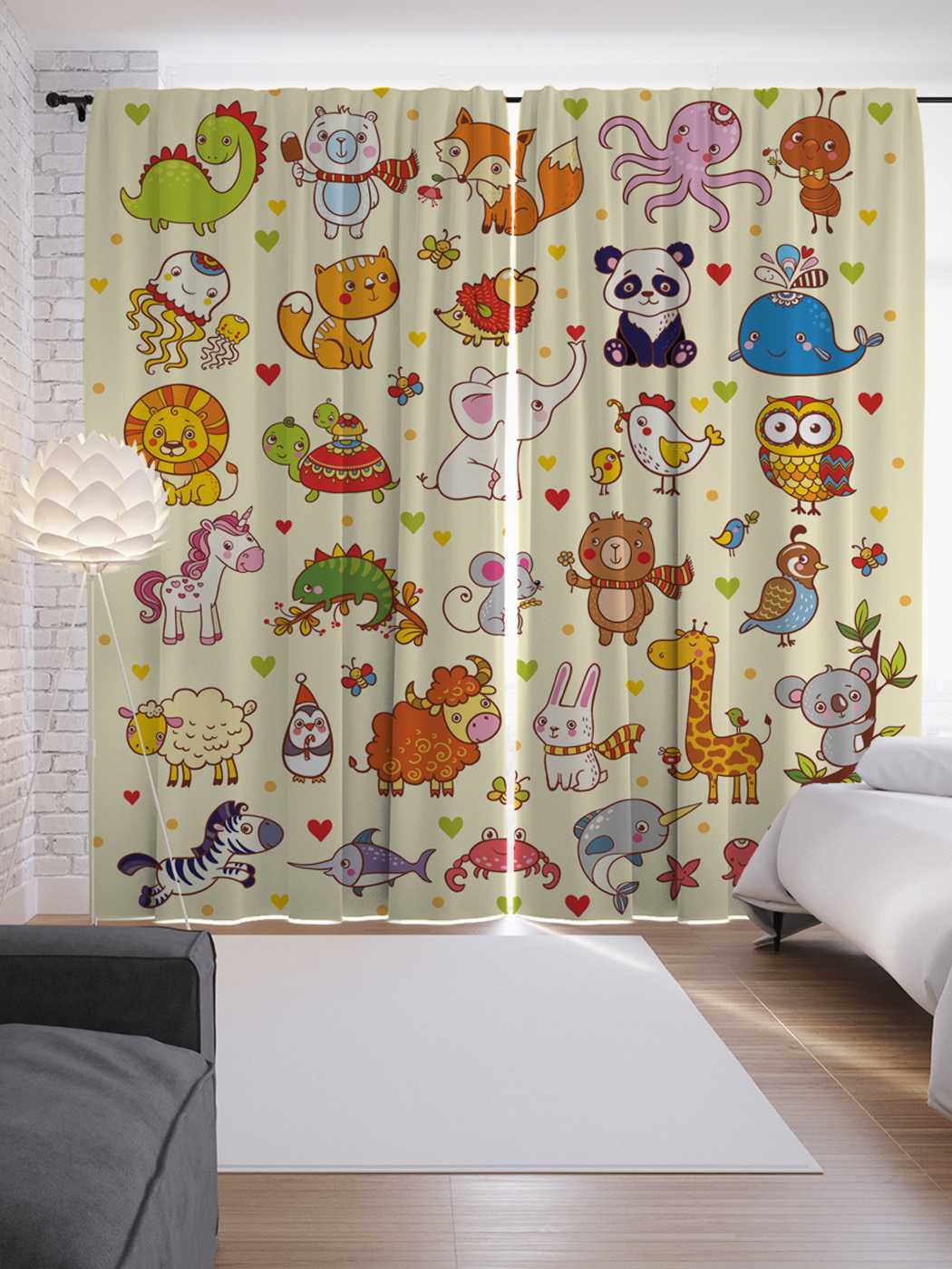 фото Шторы joyarty с фотопечатью "серая карта" из сатена, 290х265 см