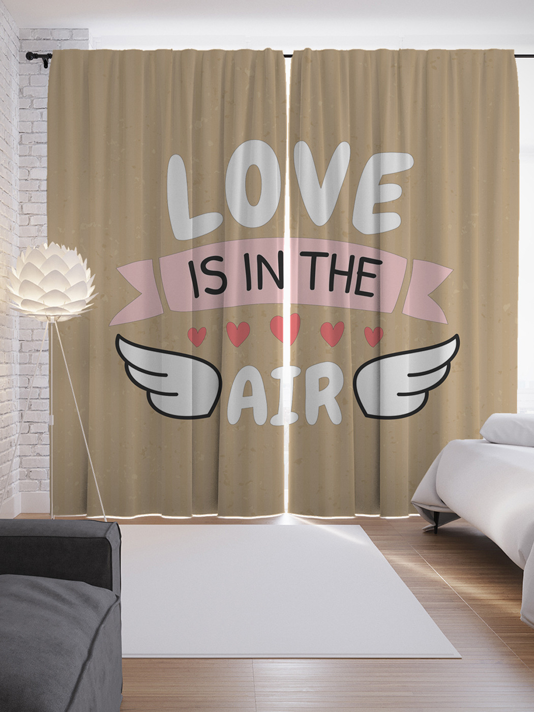 

Шторы JoyArty с фотопечатью "Любовь в воздухе" из сатена, 290х265 см, Любовь в воздухе
