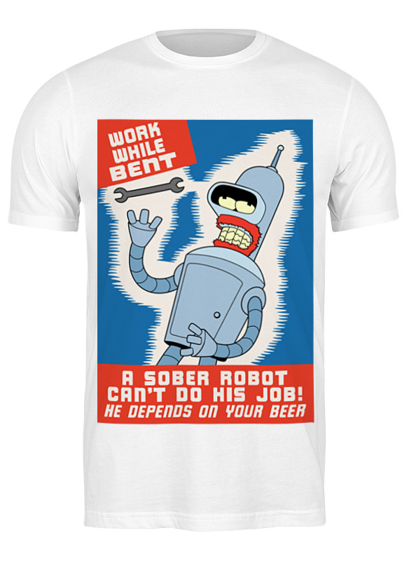 

Футболка мужская Printio Bender трезв белая XL, Белый, Bender трезв