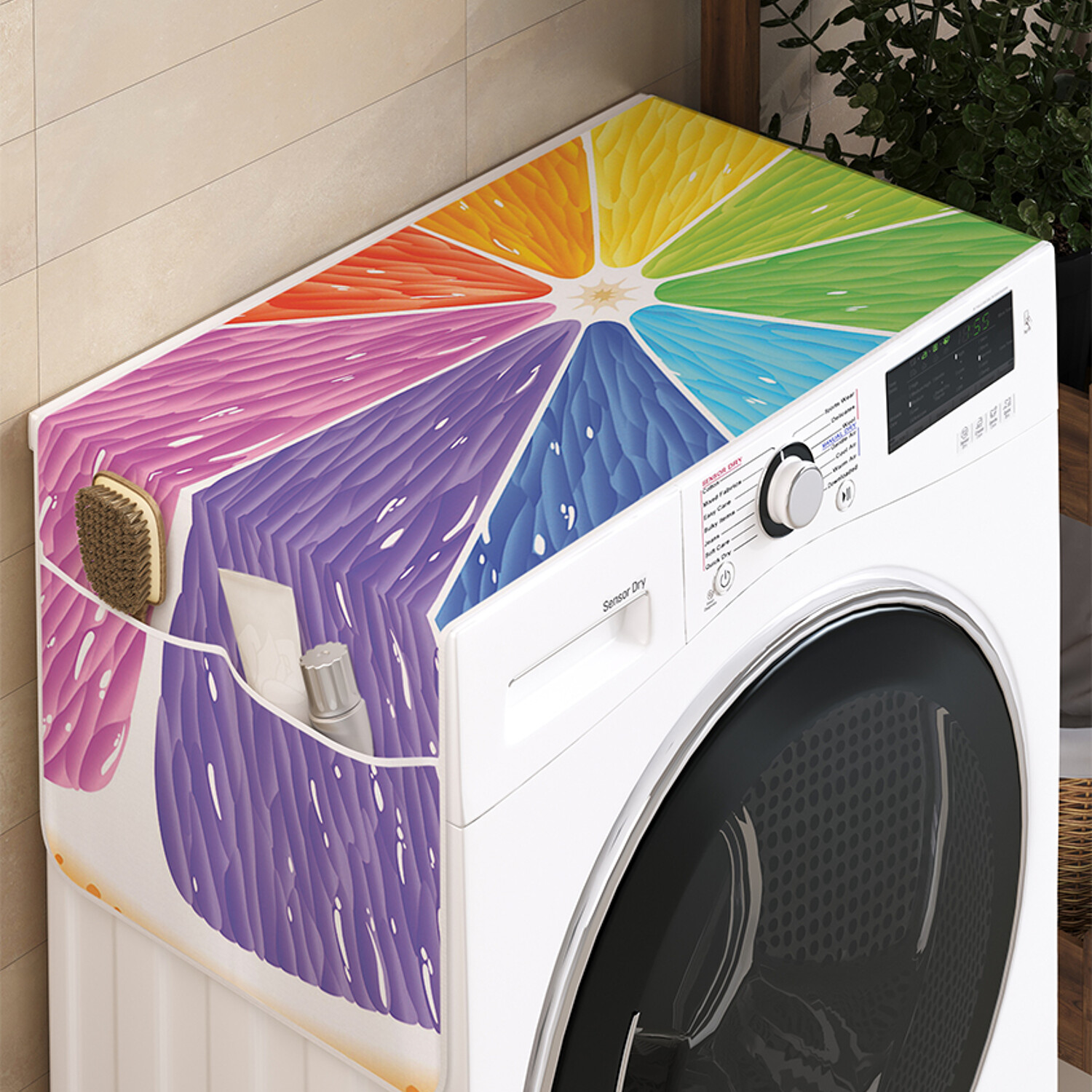 

Чехол накидка для стиральной машины Ambesonne с рисунком 35 на 120, Радужный апельсин