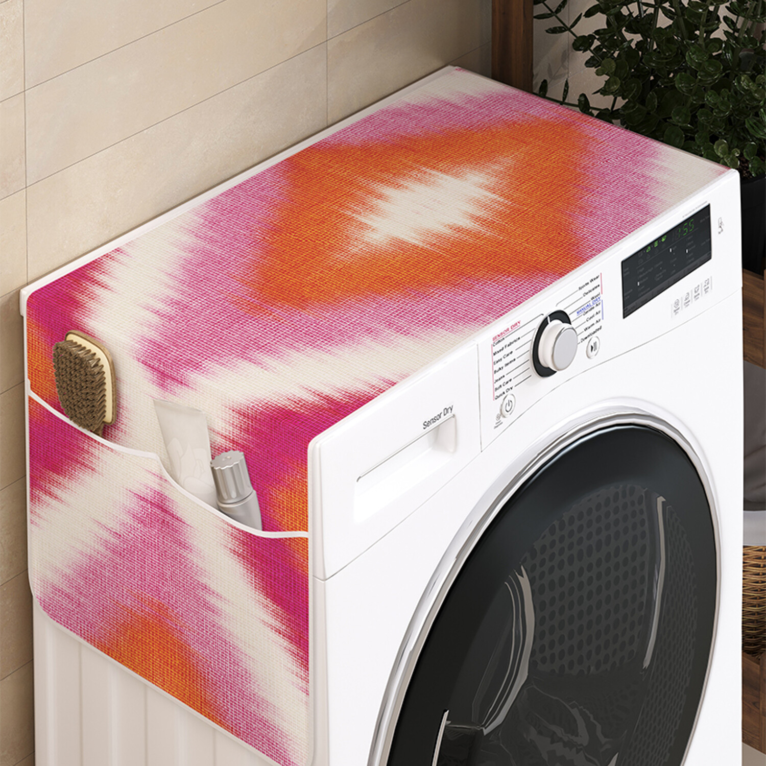 

Чехол накидка для стиральной машины Ambesonne с рисунком 35 на 120, Розовый икат