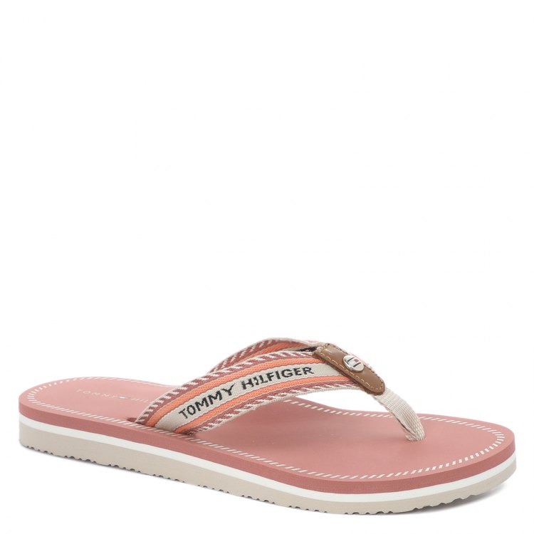 фото Женские сланцы tommy hilfiger th artisanal flat beach sandal цв. светло-розовый 40 eu