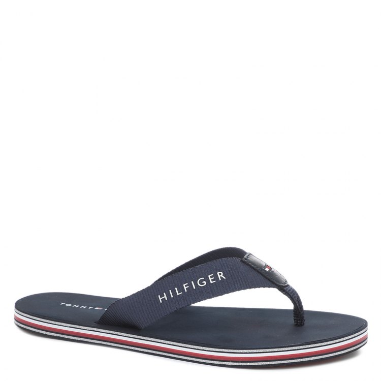 фото Женские сланцы tommy hilfiger tommy stripes flat beach sandal цв. темно-синий 37 eu