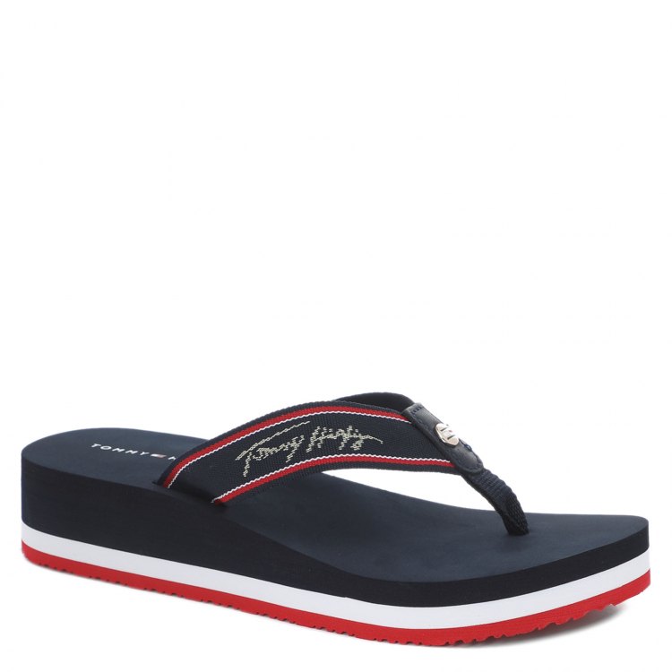 фото Женские сланцы tommy hilfiger tommy mid wedge beach sandal цв. темно-синий 41 eu