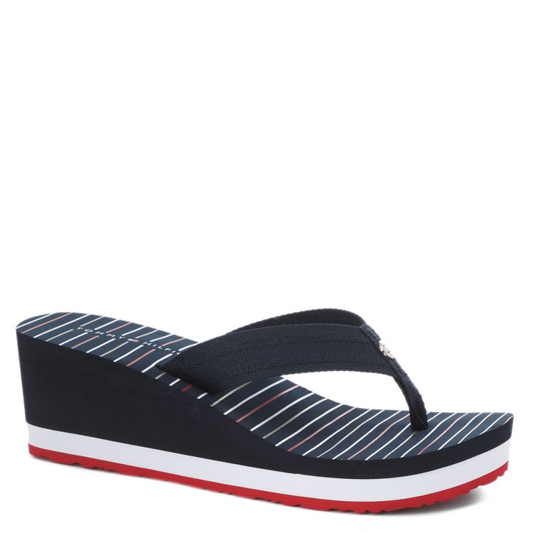 фото Женские сланцы tommy hilfiger stripy footbed beach sandal fw0fw05656 цв. темно-синий 38 eu