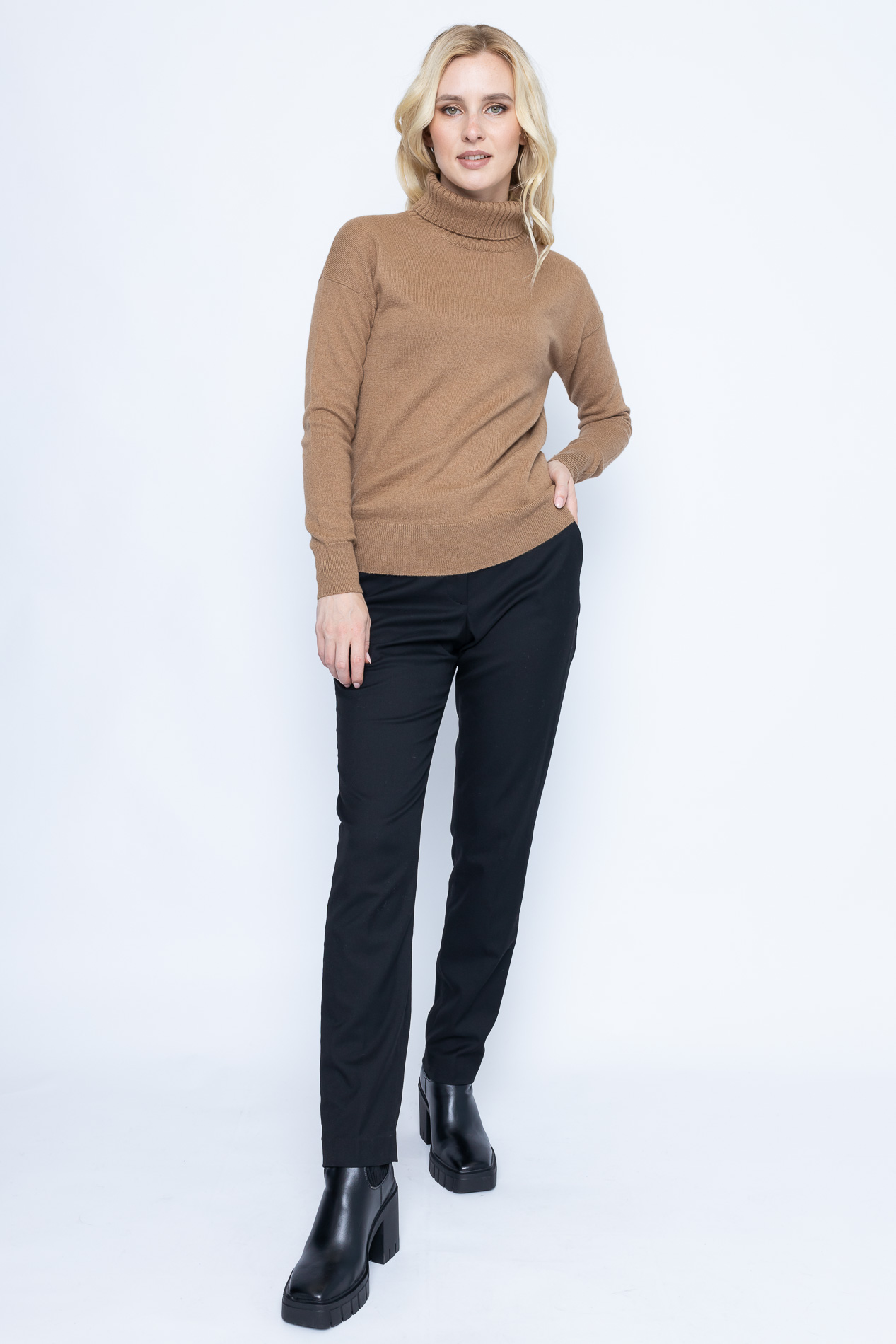 Водолазка женская WoolSpirit by Khan. Cashmere turt коричневая 56 RU