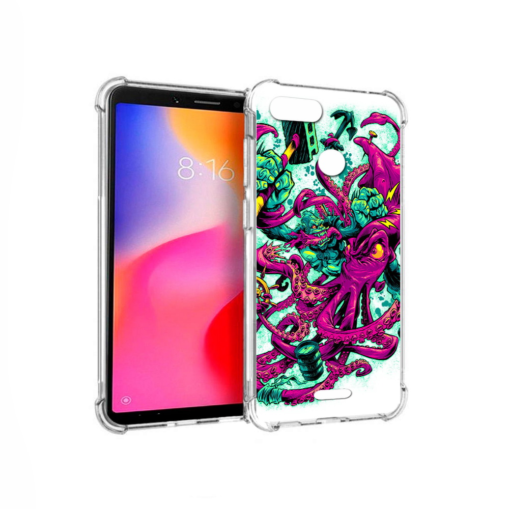 

Чехол MyPads Tocco для Xiaomi Redmi 6 фиолетовый кракен (PT113762.304.657), Прозрачный, Tocco