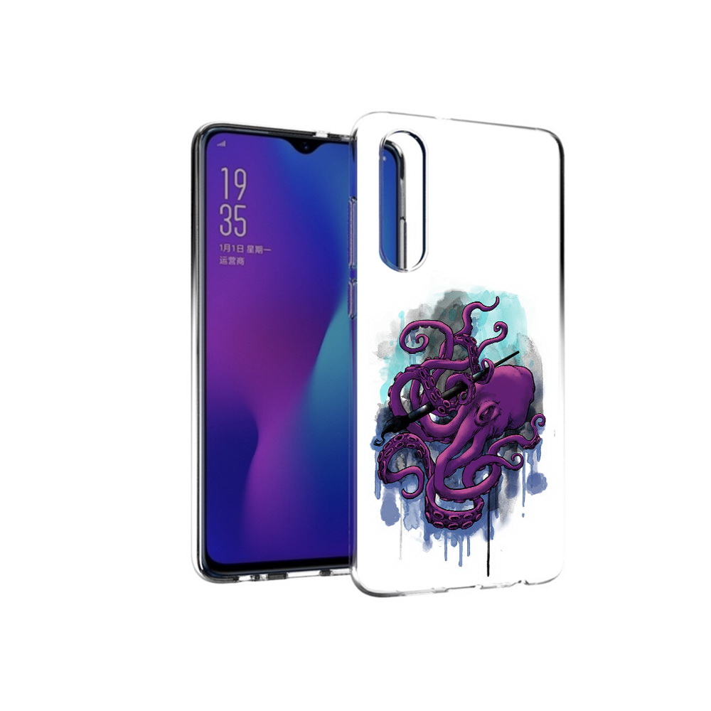 

Чехол MyPads Tocco для Huawei P30 фиолетовый осьминог, Прозрачный, Tocco